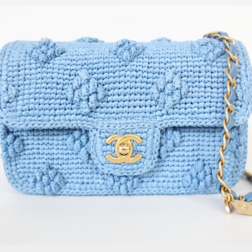 Chanel Light Blue Crochet flap